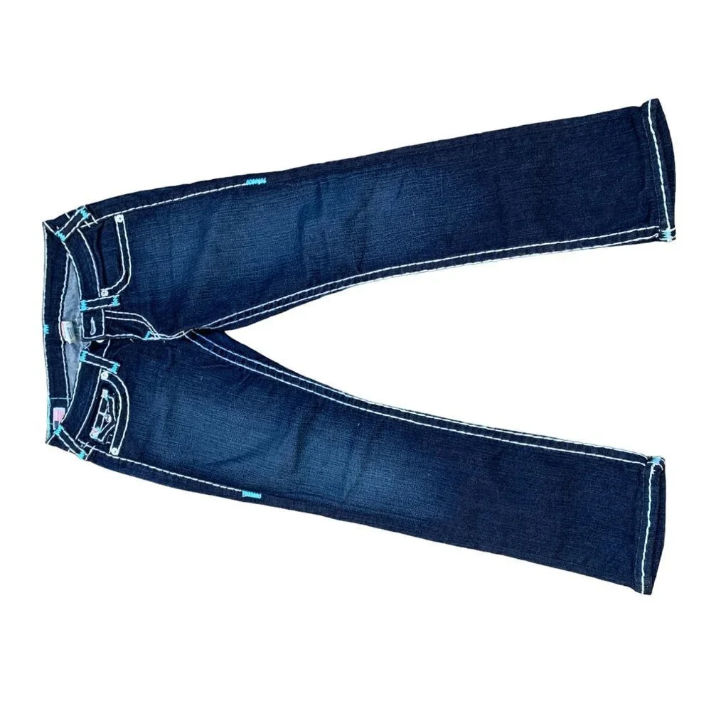 Vintage True Religion Jeans Size 27 BILLY SUPER T RARE BLUE STITCH - Picture 4 of 7